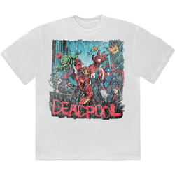Deadpool Hero Scene Vintage T Shirt - XL, White