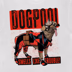 Deadpool Dogpool Smells Like Trouble T Shirt - XXL, White