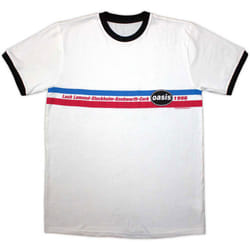 Oasis 1996 Tour Horizontal Stripes Ringer T Shirt - XXL, White