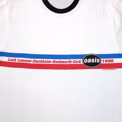 Oasis 1996 Tour Horizontal Stripes Ringer T Shirt - XXL, White