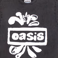 Oasis Band Logo Splat Stone Wash T Shirt - M, Charcoal