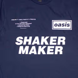 Oasis Shakermaker Tracklisting T Shirt - L, Navy