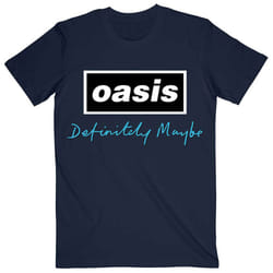 Oasis Definitely Maybe Text Logo T Shirt - S, Navy