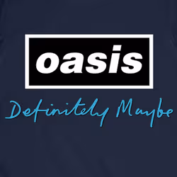 Oasis Definitely Maybe Text Logo T Shirt - S, Navy