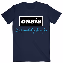Oasis Definitely Maybe Text Logo T Shirt - XL, Navy