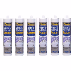 Everbuild Bath and Kitchen Acrylic Sealant, White, 290 ml BATH (Pack of 6)