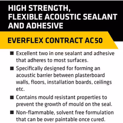 Everbuild AC50 High Strength Acoustic Sealant & Adhesive - 380ml - White       AC50C4 (Pack of 6)