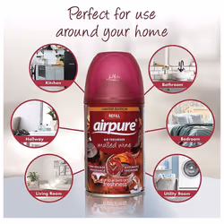 6 X AIRPURE Air-O-Matic Air Freshener Refill, 250ml Mulled Wine