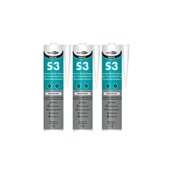 Bond It S3 Sanitary Silicone Sealant EU3 White, 310ml  BDS3WH (Pack of 3)