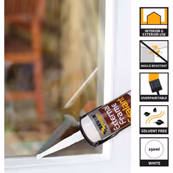 Everbuild Weather and Waterproof Acrylic Sealant, White, 290 ml