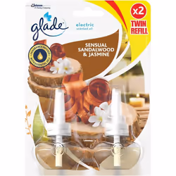 Glade Electric Twin Refill Sandalwood & Jasmine Scented Oil Plugin, 2 x 20ml (Pack of 3)