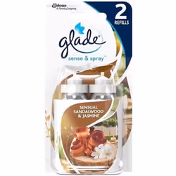 Glade Sense & Spray Twin Pack Sensual Sandalwood & Jasmine Refills, 2 x 18ml (Pack of 3)