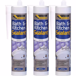 Everbuild Bath and Kitchen Acrylic Sealant, White, 290 ml BATH (Pack of 3)