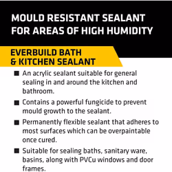 Everbuild Bath and Kitchen Acrylic Sealant, White, 290 ml BATH (Pack of 3)