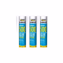 Everbuild Everflex 500 Bath and Sanitary Silicone Silicone Sealant, Manhattan Grey, 295 ml 500GREY (Pack of 3)