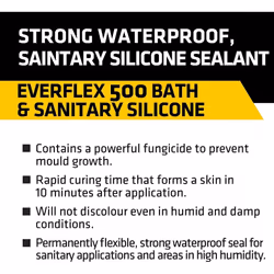 Everbuild Everflex 500 Bath and Sanitary Silicone Silicone Sealant, Manhattan Grey, 295 ml             500GREY (Pack of 3)