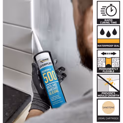 Everbuild Everflex 500 Bath and Sanitary Silicone Silicone Sealant, Manhattan Grey, 295 ml             500GREY (Pack of 3)