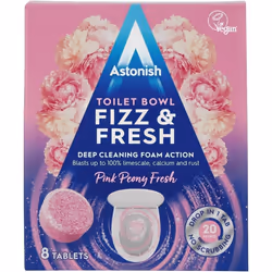 Astonish Toilet Bowl Fizz & Fresh Tabs Pink Peony Fresh, 8 Tablets (Pack of 12)