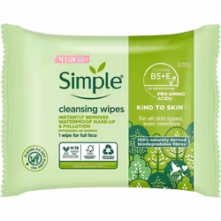 Simple Biodegradable Cleansing Face Wipes 25 Wipes