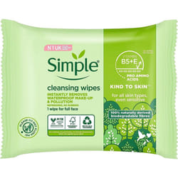 Simple Biodegradable Cleansing Face Wipes 25 Wipes