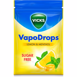 Vicks VapoDrops Sugar Free Lemon & Menthol For Cold And Flu 72g