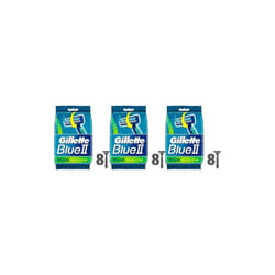 Gillette Blue II Plus Slalom Men's Disposable Razors, 8 razors (Pack of 3)