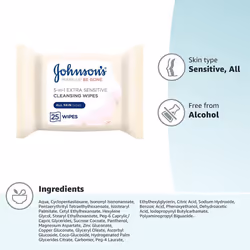 Johnson's Makeup Be Gone Extra-Sensitive Wipes, Pack of 25 (Pack of 3)