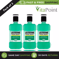 Listerine Antiseptic Fresh Burst Mouthwash, 500ml (Pack of 3)
