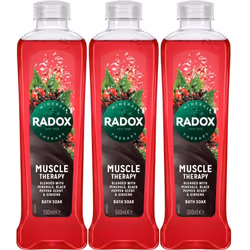 3 x Radox Men Muscle Therapy Bath Soak 500Ml (RED BOTTLE)