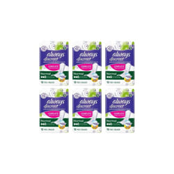 Always Discreet Incontinence, Sensitive Bladder, Complete Protection 12 Pads (Pack of 6)