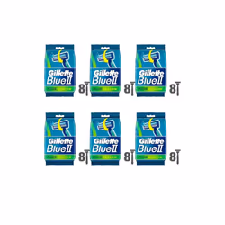 Gillette Blue II Plus Slalom Men's Disposable Razors, 8 razors (Pack of 6)