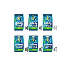 Gillette Blue II Plus Slalom Men's Disposable Razors, 8 razors (Pack of 6)