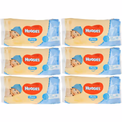Huggies Pure Baby Wipes, Pack of 56 (Pack of 6)