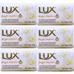 Lux Bright Impress Soap Bar Japanese White 1 pack of 3 bars, 80g (Pack of 6)