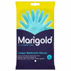 Marigold Bathroom Gloves, Cotton Lined, Longer Cuffs, Large (Pack of 6)