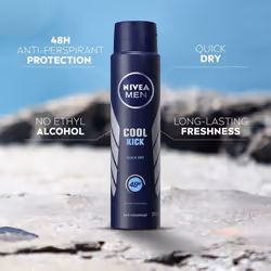 Nivea Men Cool Kick Anti-Perspirant Deodorant Spray, 250ml (Pack of 6)