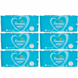 6 x Pampers Fresh Clean Baby Wipes White
