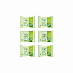 Simple Biodegradable Cleansing Face Wipes 25 Wipes (Pack of 6)