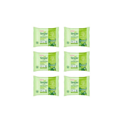 Simple Biodegradable Cleansing Face Wipes 25 Wipes (Pack of 6)