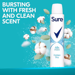 Sure Cotton Dry Anti-Perspirant deodorant women 48hr 200ml (Pack of 6)