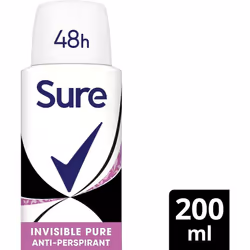 Sure Invisible Pure Anti-Perspirant Aerosol deodorant for women 200ml (Pack of 6)