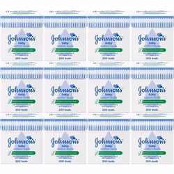 JOHNSON COTTON BUDS 200 (Pack of 12)