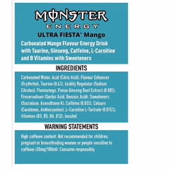 Monster Ultra Fiesta Mango Energy Drink 500ml (Pack of 12)