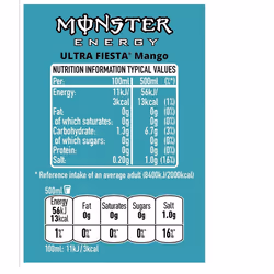 Monster Ultra Fiesta Mango Energy Drink 500ml (Pack of 12)