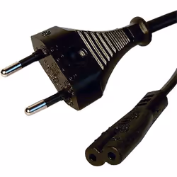 Cablenet 2m Euro 2 Pin Flat - IEC C7 Figure of 8 Black PVC 0.75mm Power Leads, 2 m, Power plug type C, C7 coupler