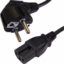 Cablenet 2.5m Right Angle Schuko - IEC C15 Hot Black H05RN-F 1.0mm Power Leads, 2.5 m, Power plug type F, C15 coupler, 250 V