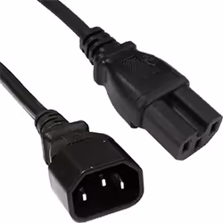 0.75m IEC C14 - IEC C15 Hot Condition Black H05RR-F 0.75mm Power Leads