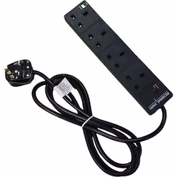Cablenet 4 Way UK Black 13Amp Surge Protected Power Strip with 2m Lead, 4 AC outlet(s), Type G (BS 1363), 230 V, 50 Hz, 13 A, ...