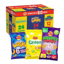 Crisps Multipack Snack Box Bulk Buy - Mega Walkers Crisps Snacks Variety Box of 60 Crisps Share Bag. Multipack Crisps with Topline Card for Birthday