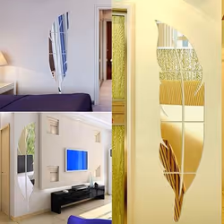 6/12/18/24 Sheets Modern Removable Feather DIY Acrylic Mirror Wall Sticker Home Room Decoration
